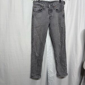 Levi's 501 Taper Grey Button Fly Jeans W26 L28‎ High Rise Denim 501T Ankle